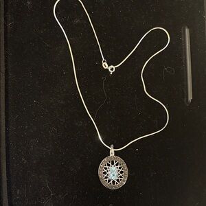 Elegant Silver Necklace with Blue stone